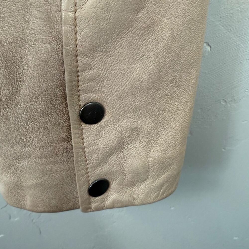 Hinge Real Leather Moto Jacket Beige Morn Size 1 - Picture 6 of 10
